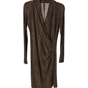 BRAND NEW!!! Miss Tina. Beyonce’ Mom. Brown Snake-Print Long Sleeve Wrap Dress.